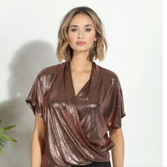 VERONICA M ROSE GOLD SUPLICE TOP - Picture 1 of 8